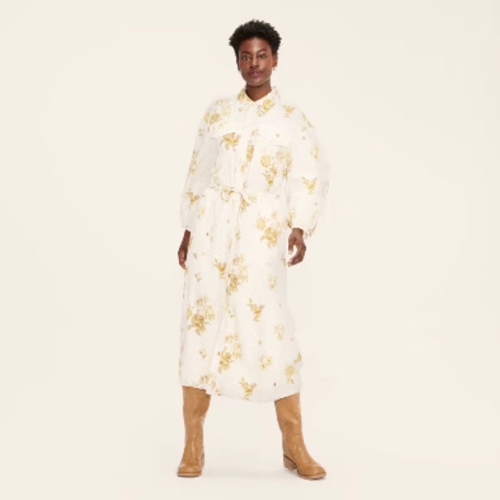 WOOLRICH x TARGET Women's Floral Midi Shirt Dress Cream SMALL NWT